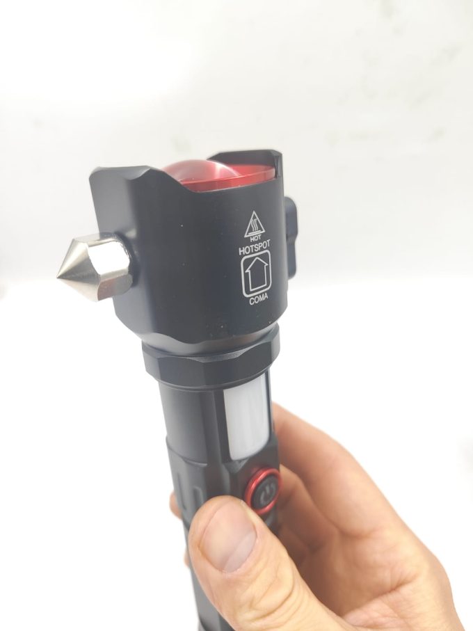 Lanterna Led Potente Tática Quebra Vidro Lâmina Corta Cinto - Image 4