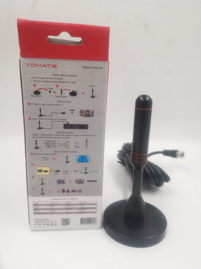 Antena TV Digital Hdtv Uhf Vhf Interna 4 Dbi e Cabo 3m Lelong - Image 3