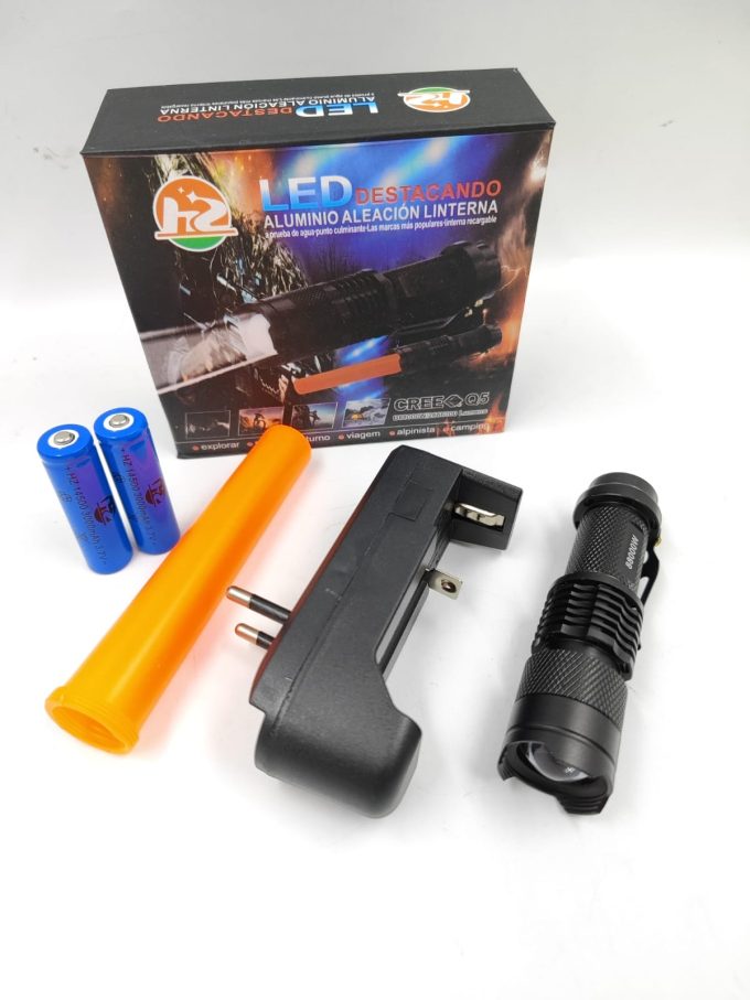 Mini Lanterna Tática Com Led E Zoom Recarregável