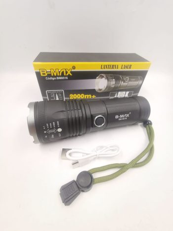 Lanterna Led Laser 2000lm B-max Recarregavel Cor da lanterna Preto Cor da luz Super Branca