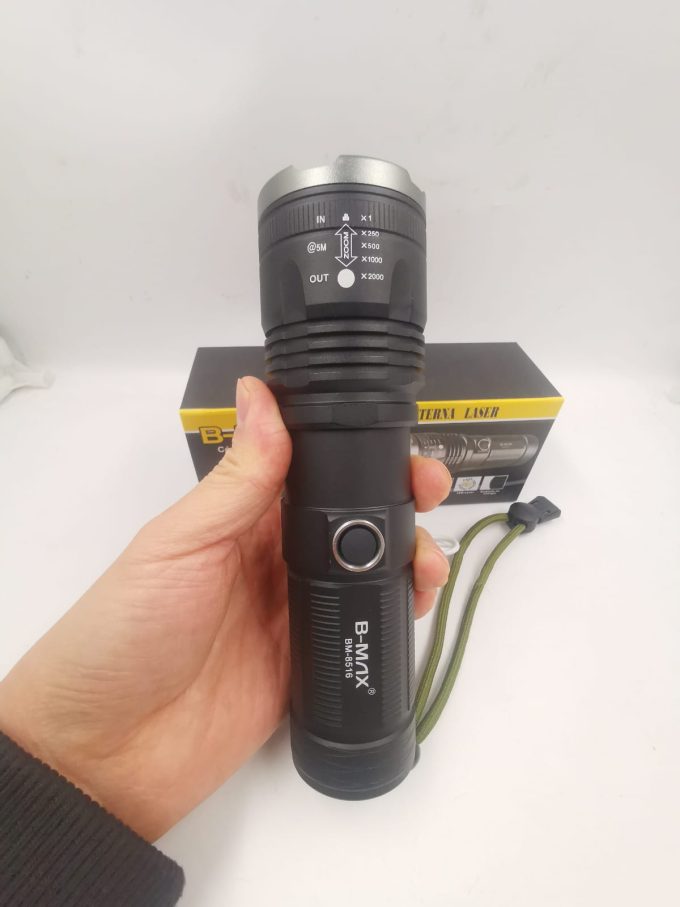 Lanterna Led Laser 2000lm B-max Recarregavel Cor da lanterna Preto Cor da luz Super Branca - Image 4