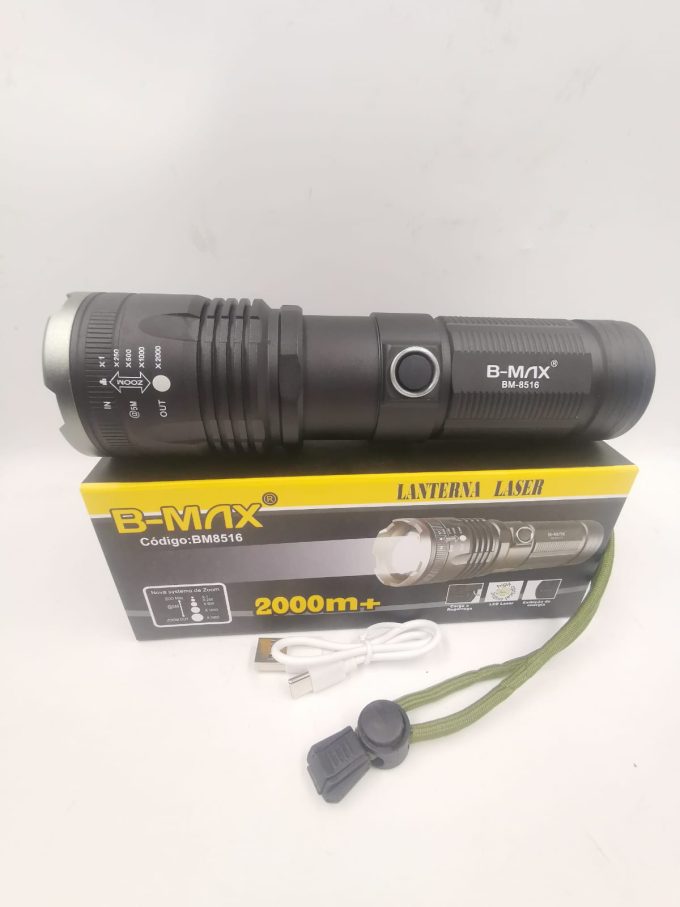 Lanterna Led Laser 2000lm B-max Recarregavel Cor da lanterna Preto Cor da luz Super Branca - Image 5