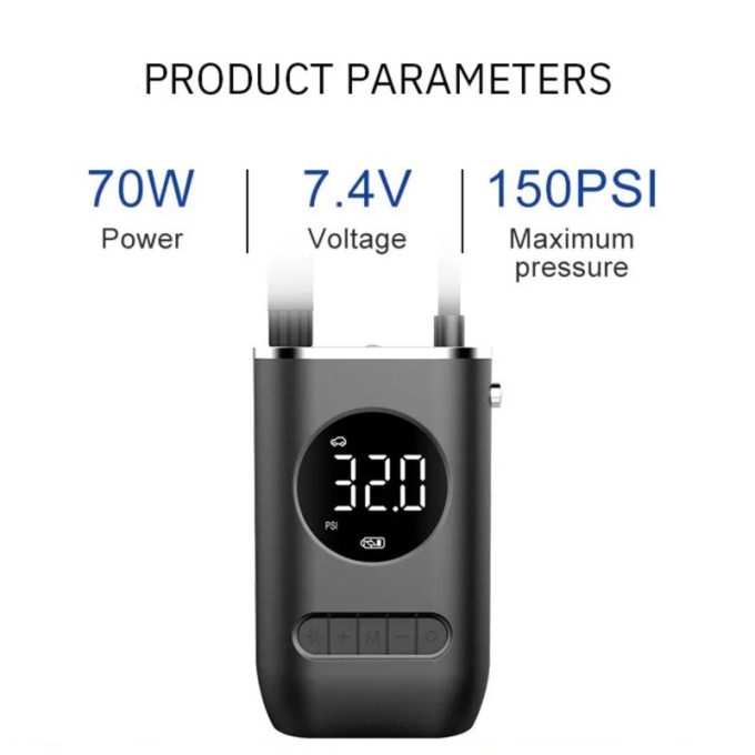 Mini Compressor de Ar Portatil Recarregavél Digital USB Calibrador Pneu Envio Imediato 215 - Image 3
