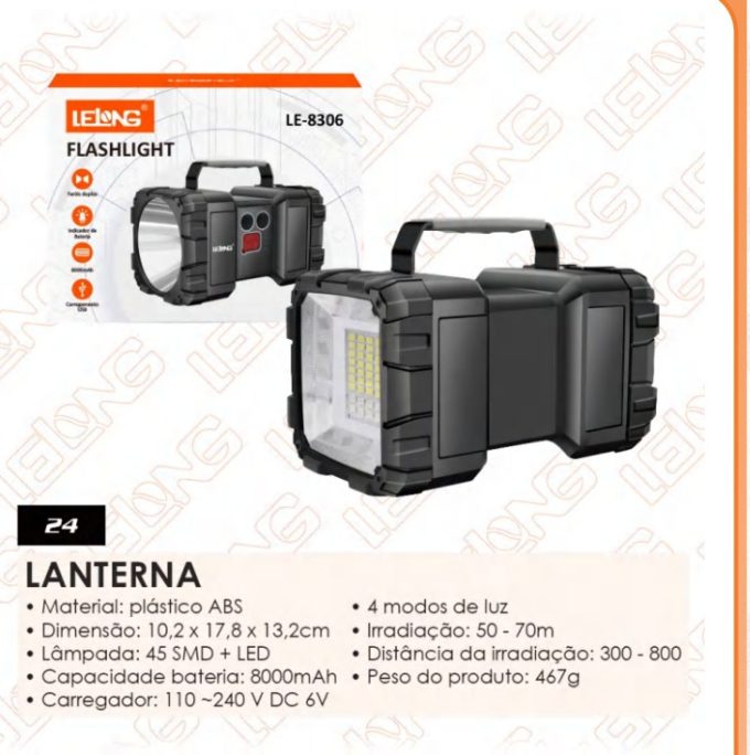 Holofote Multifunção Alcance 8000mah Lanterna  Monster