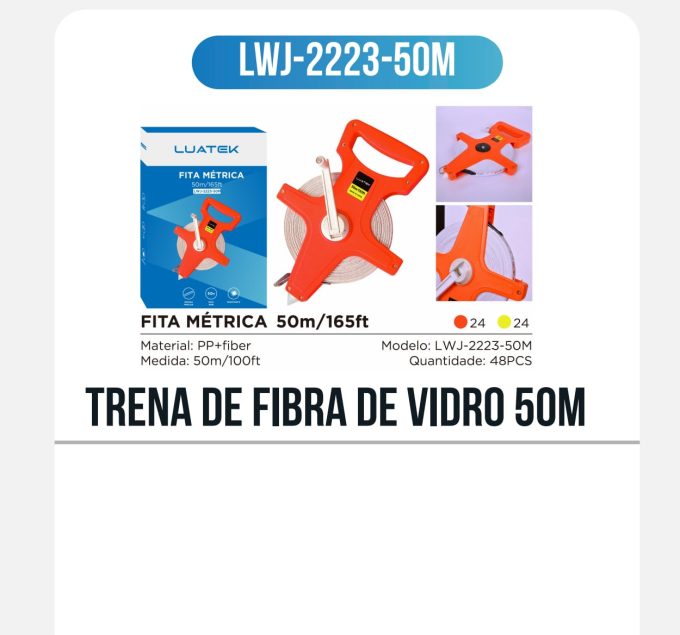 Trena Longa Fita De Fibra Vidro Caixa Aberta 50m - Image 2