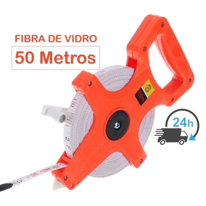 Trena Longa Fita De Fibra Vidro Caixa Aberta 50m