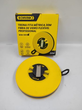 Trena Fita Métrica Profissional C/ Fibra De Vidro Flexível 30m BOMVINK BOM-6511