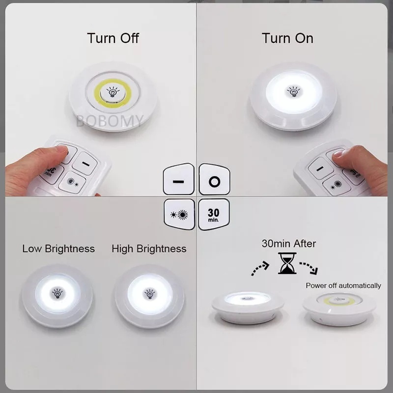 Luminária Kit 3 Lâmpada Led Spot Sem Fio Controle Remoto