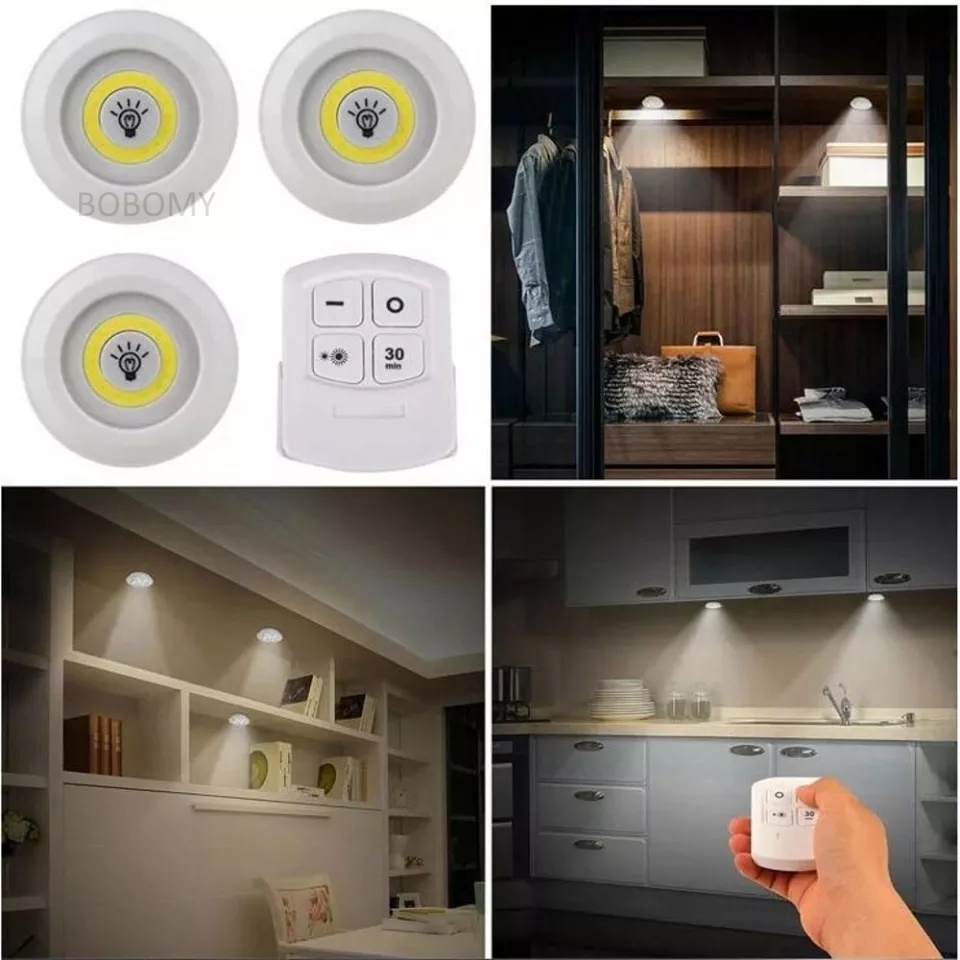 Luminária Kit 3 Lâmpada Led Spot Sem Fio Controle Remoto