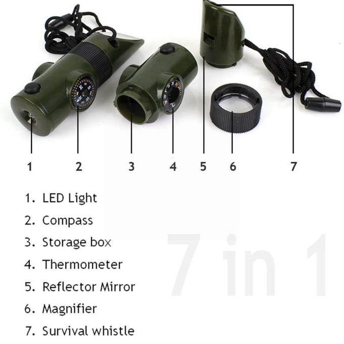 Apito De Sobrevivência De Emergência Multifuncional Para Ferramenta De Acampamento E Caminhada Ao Ar Livre 7 em 1 LK-034 - Image 12