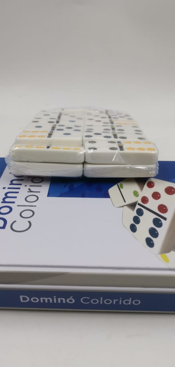 Domino 28 Peças Estojo Em Lata Dominoes Double 6 Color Dot Colorido