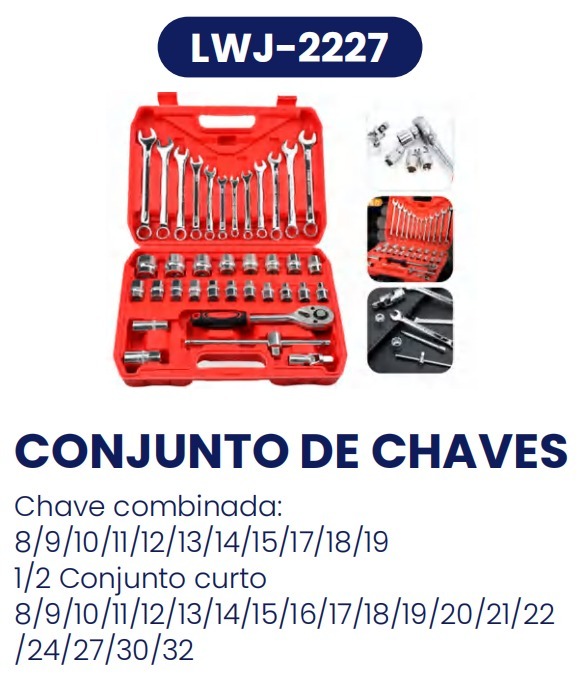 jogo de chaves e soquetes LWJ-2227