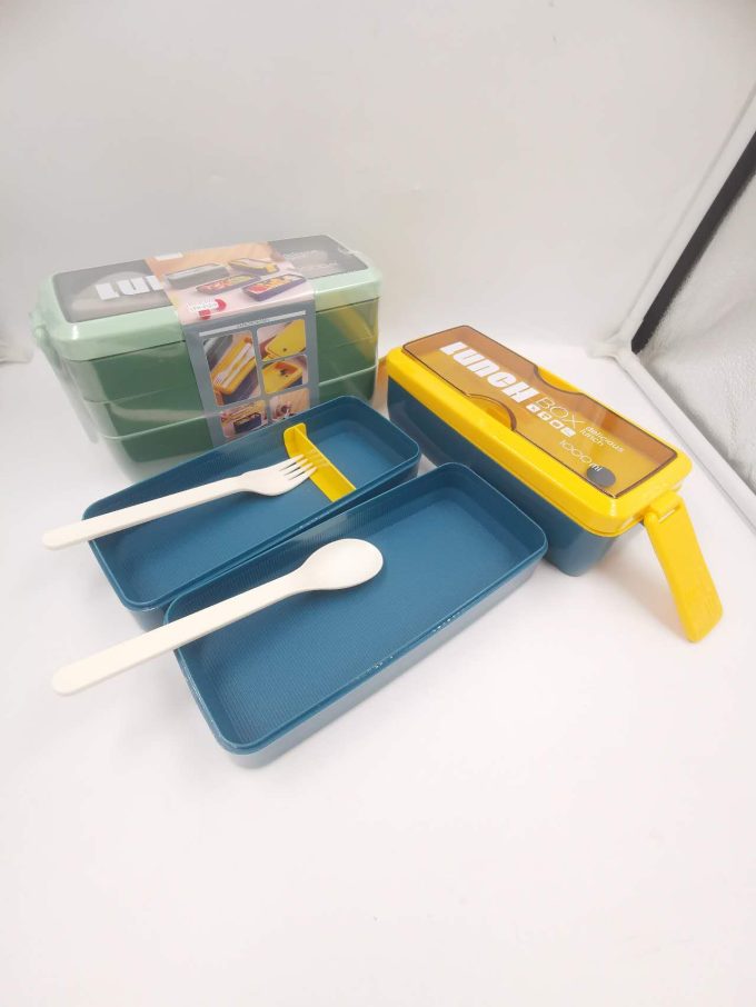 Lancheira infantil caixa de refeição de três peças com colher e garfo - Image 8