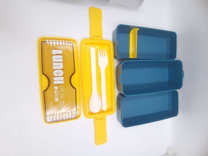 Lancheira infantil caixa de refeição de três peças com colher e garfo - Image 6