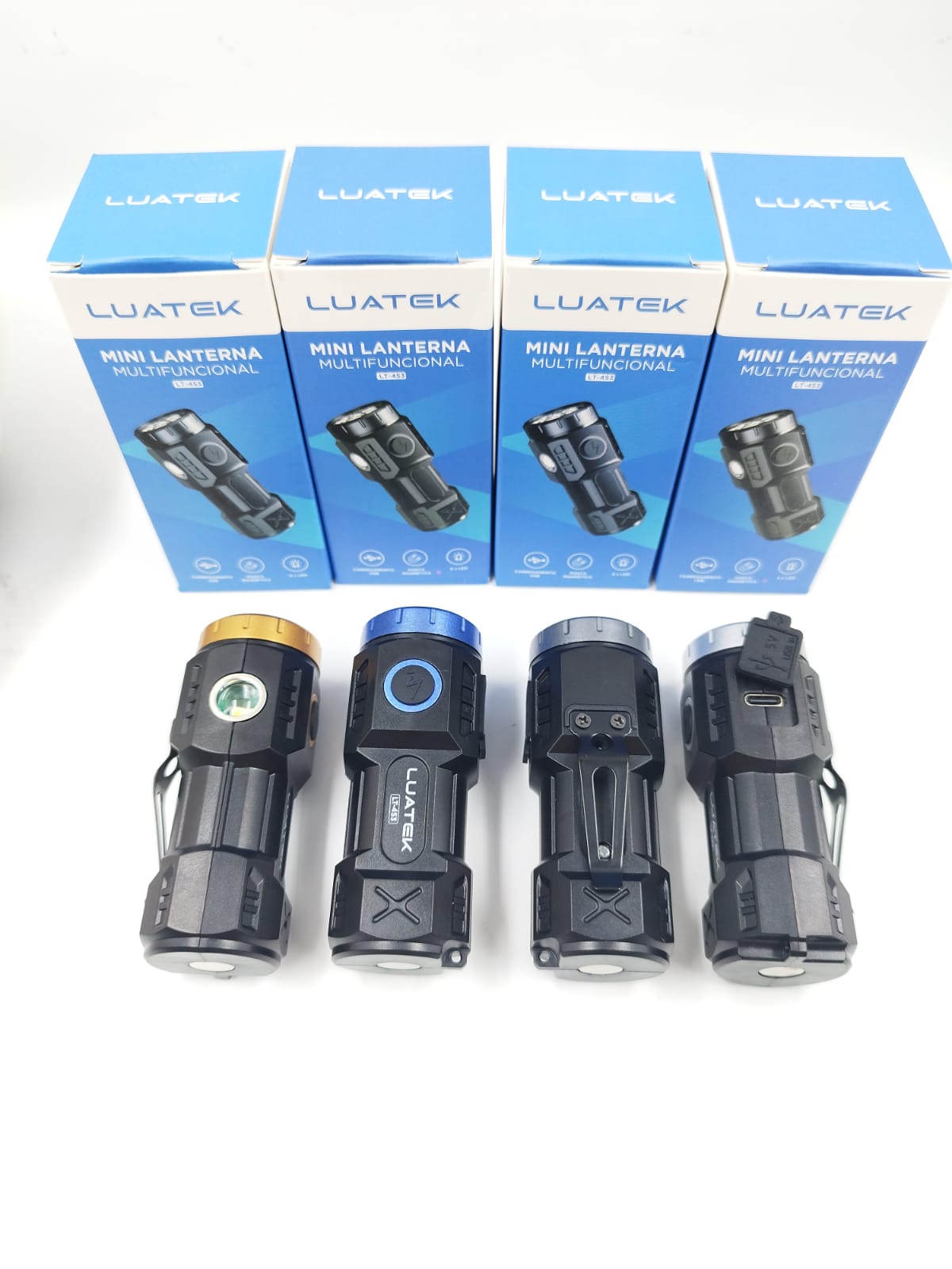 Mini Lanterna De Mão Pequena Luz Forte Brilhante Recarregável Com Base de Ima Magnetico lt-453