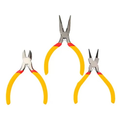 Kit 3 Mini Alicates LE-1936 Aço Carbono e Cabo Emborrachado