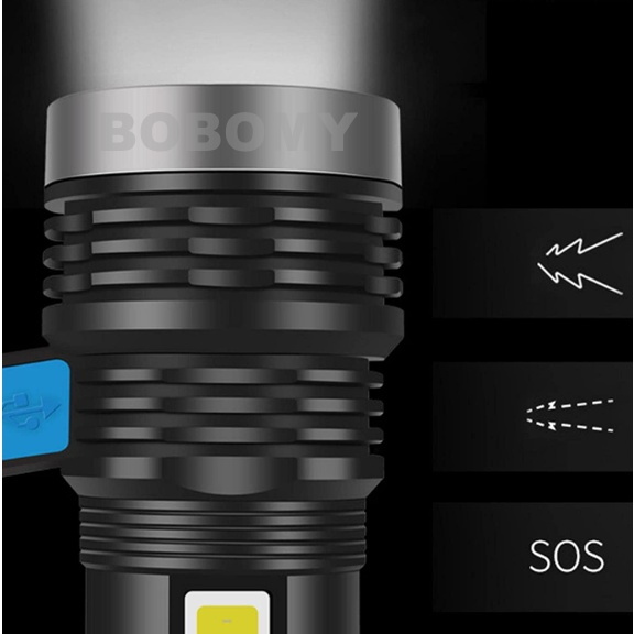 Lanterna Led Portátil Recarregável Super Clara Lâmpada P500 + Claro Lateral Cob Claro De Inundação Exterior 8933