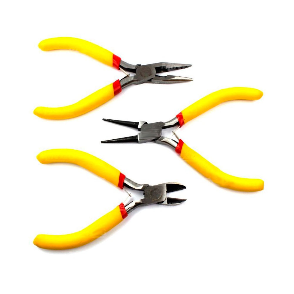 Kit 3 Mini Alicates LE-1936 Aço Carbono e Cabo Emborrachado