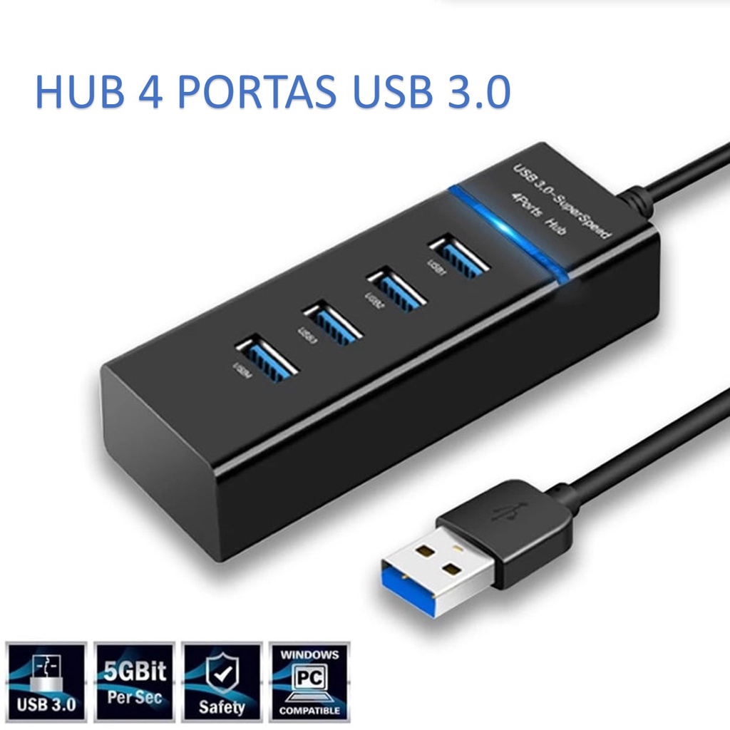 Hub USB 3.0 e 2.0 4 Portas Extensor USB KNUP - KP-HB500