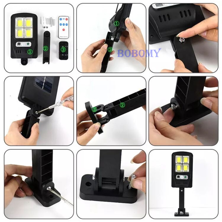 Luminária Externa Painel Solar Poste De Luz Parede 4 Led