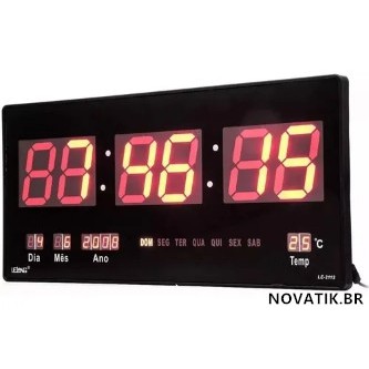 Relogio De Parede Digital Grande Led Alarme Calendário 46 CM 2112