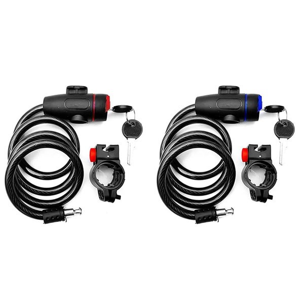 Trava Cabo De Aço Cadeado Segurança Bike Moto Com Chave Espiral Anti-Roubo 80 cm Com suporte