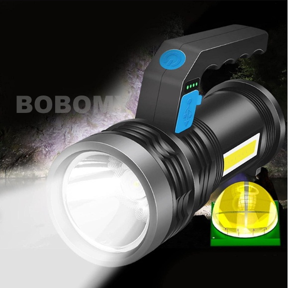 Lanterna Led Portátil Recarregável Super Clara Lâmpada P500 + Claro Lateral Cob Claro De Inundação Exterior 8933