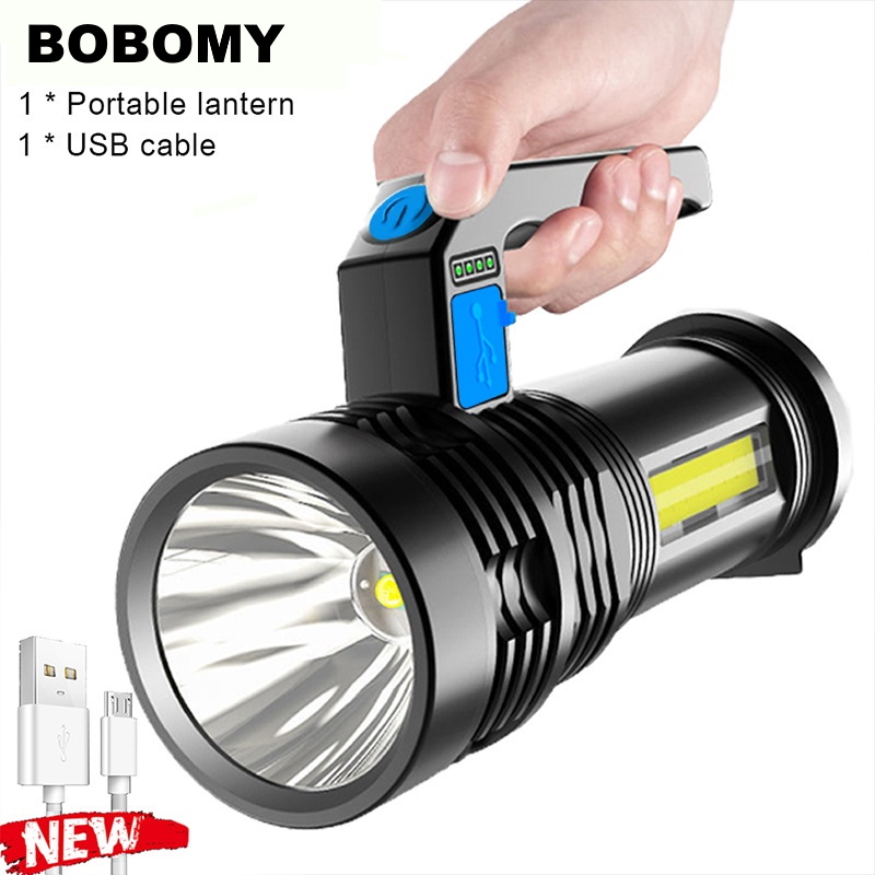 Lanterna Led Portátil Recarregável Super Clara Lâmpada P500 + Claro Lateral Cob Claro De Inundação Exterior 8933