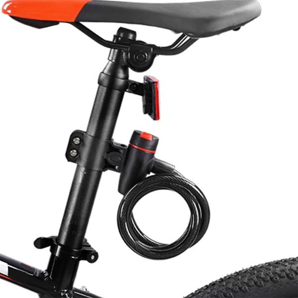 Trava Cabo De Aço Cadeado Segurança Bike Moto Com Chave Espiral Anti-Roubo 80 cm Com suporte
