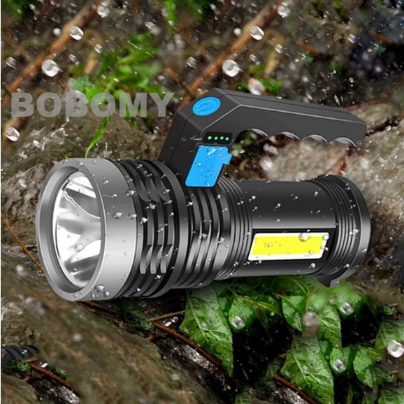 Lanterna Led Portátil Recarregável Super Clara Lâmpada P500 + Claro Lateral Cob Claro De Inundação Exterior 8933