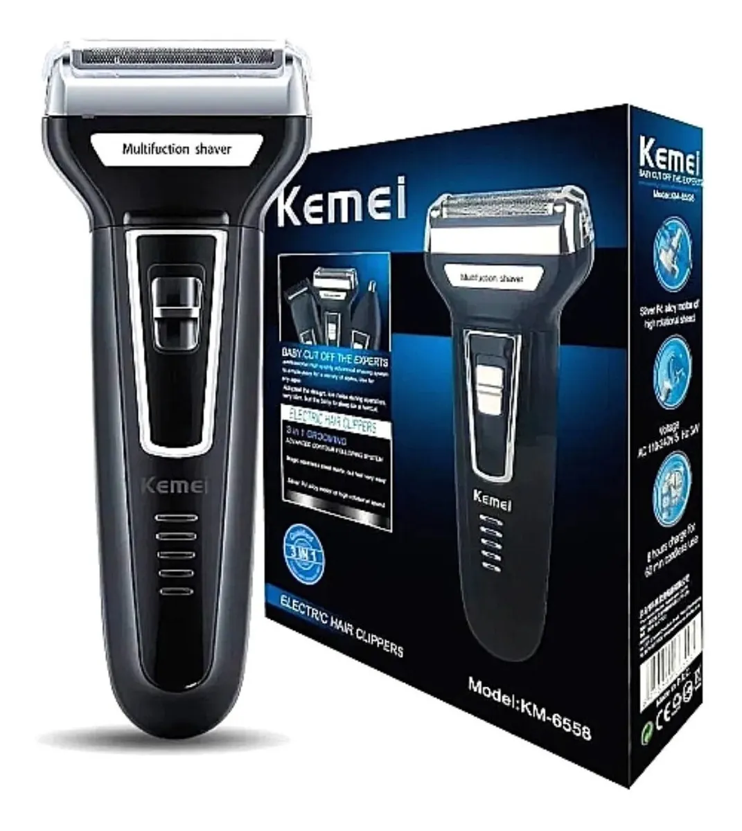 Barbeador Aparador Kemei 3 Em 1 Nariz Barba Corpo Km-6558
