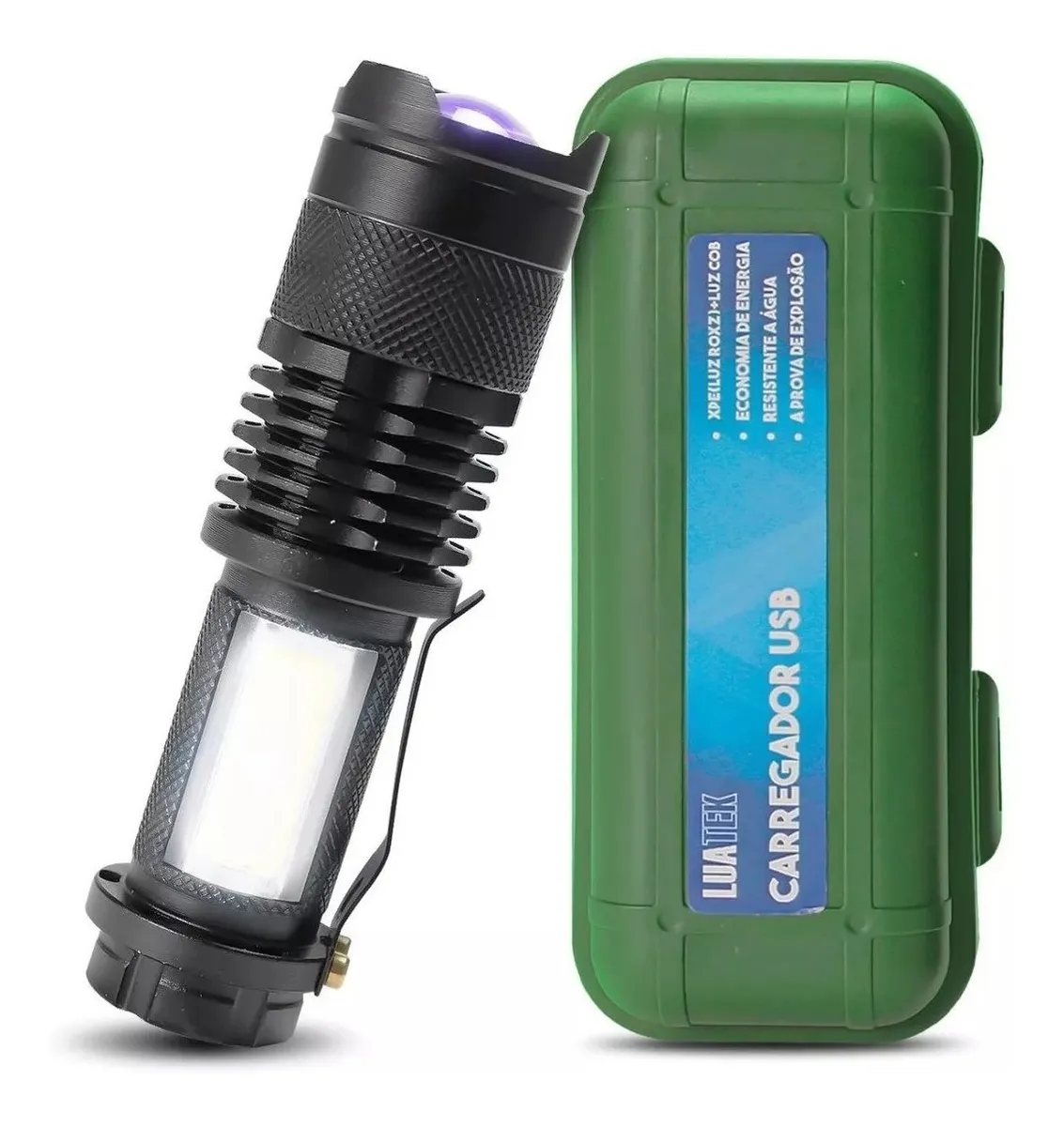 Lanterna Tatica Led Uv LUZ Negra + Led Cob Branco Para Escorpião nota original