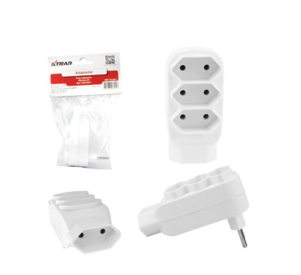 PLUGUE ADAPTADOR 2P 10A COM 4 TOMADA NOVO PADRAO BRASILEIRO