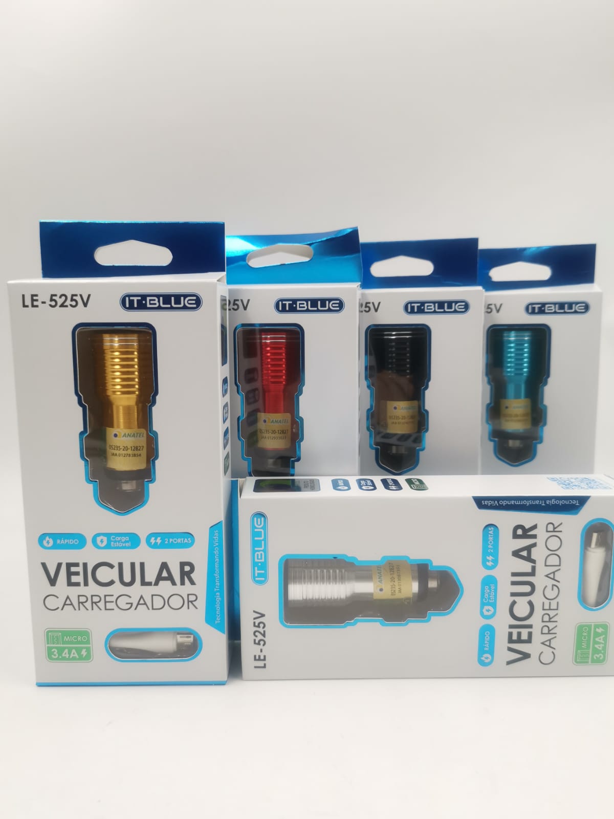 CARREGADOR VEICULAR CABO ENTRADA V8 3,4A CARREGA RAPIDO 2 USB