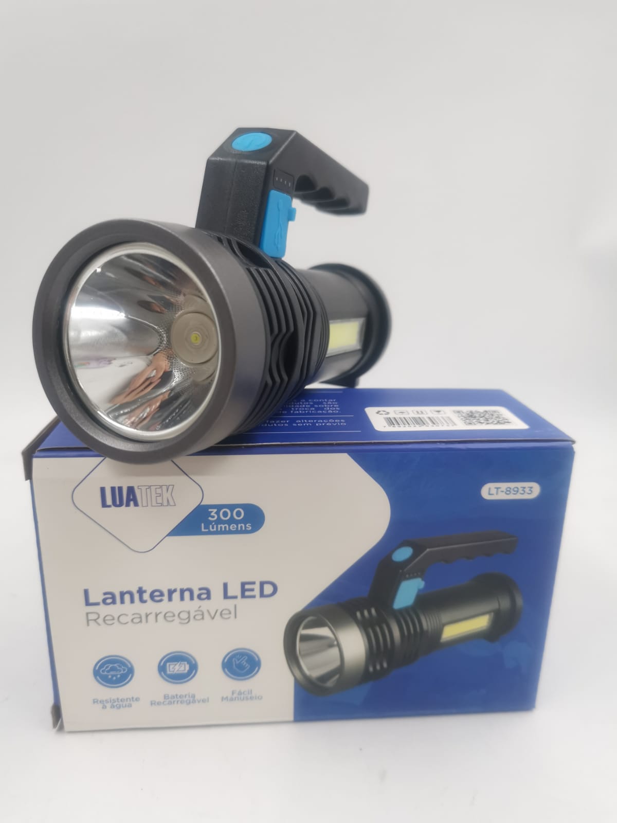 Lanterna Led Portátil Recarregável Super Clara Lâmpada P500 + Claro Lateral Cob Claro De Inundação Exterior 8933