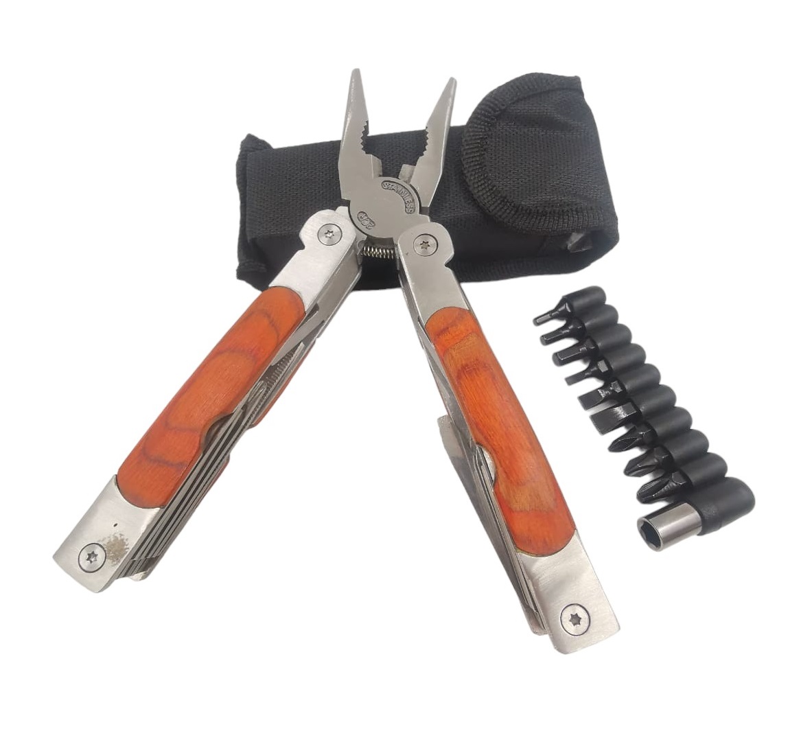 Canivete Com Alicate Multiuso Bainha Tatico Camping Pesca Jogo de Chaves Bits Multifuncional Fenda