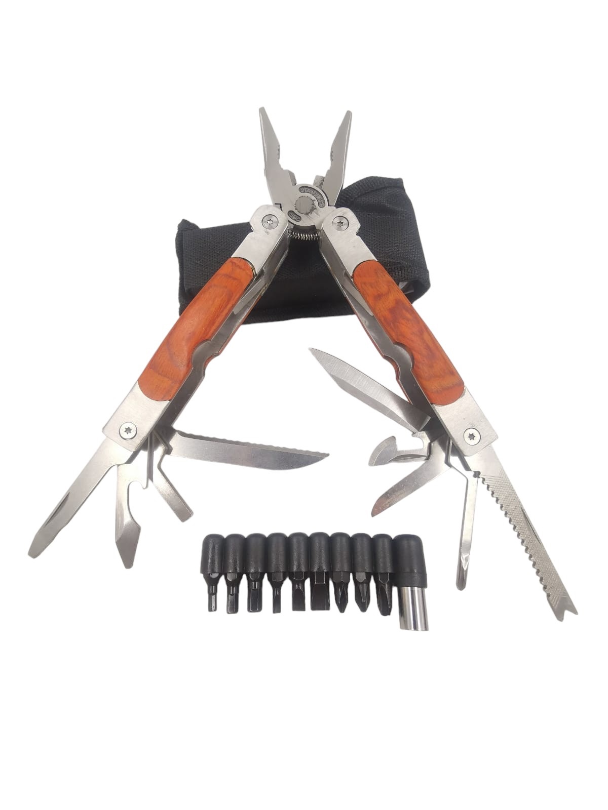 Canivete Com Alicate Multiuso Bainha Tatico Camping Pesca Jogo de Chaves Bits Multifuncional Fenda