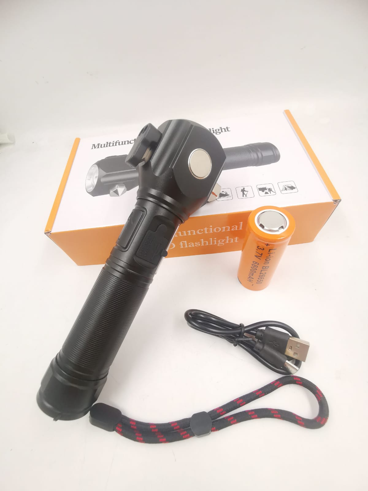 lanterna tática indestrutível 4 em 1 Martelo Magnético Multifuncional  Fundamentos de Acampamento ao Ar Livre