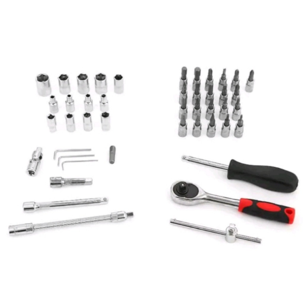 Kit De Ferramentas Com 46 Peças Jogo De Chaves Com Catraca Reversível + Soquetes