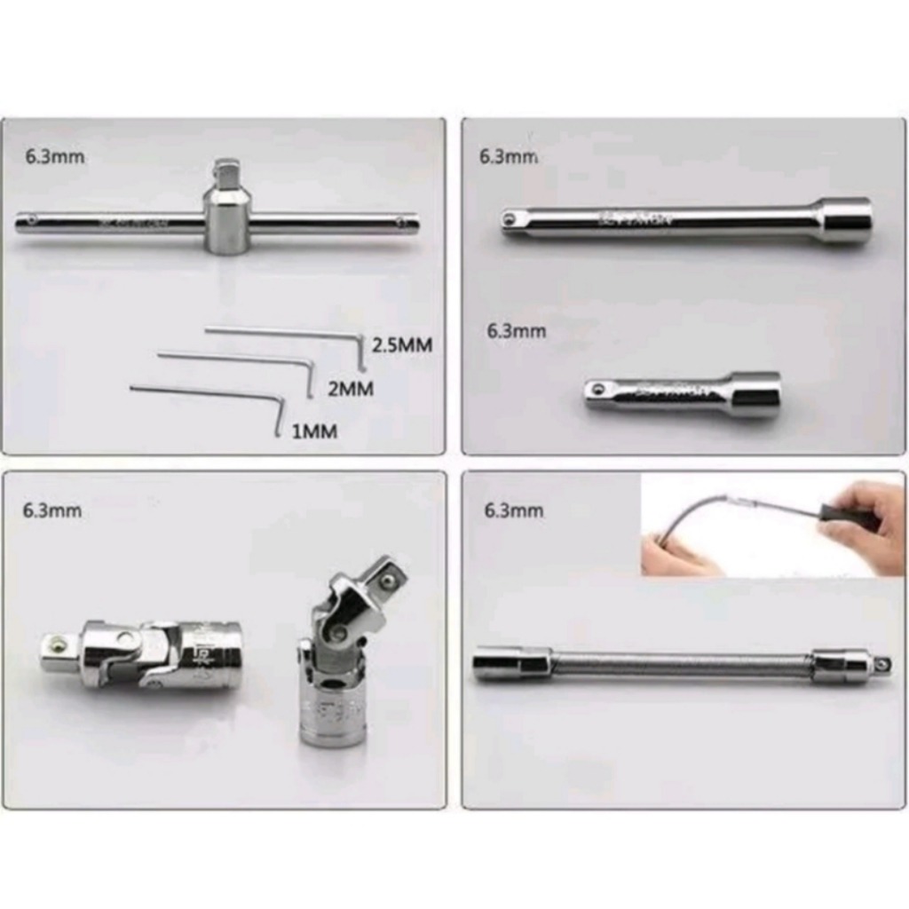 Kit De Ferramentas Com 46 Peças Jogo De Chaves Com Catraca Reversível + Soquetes