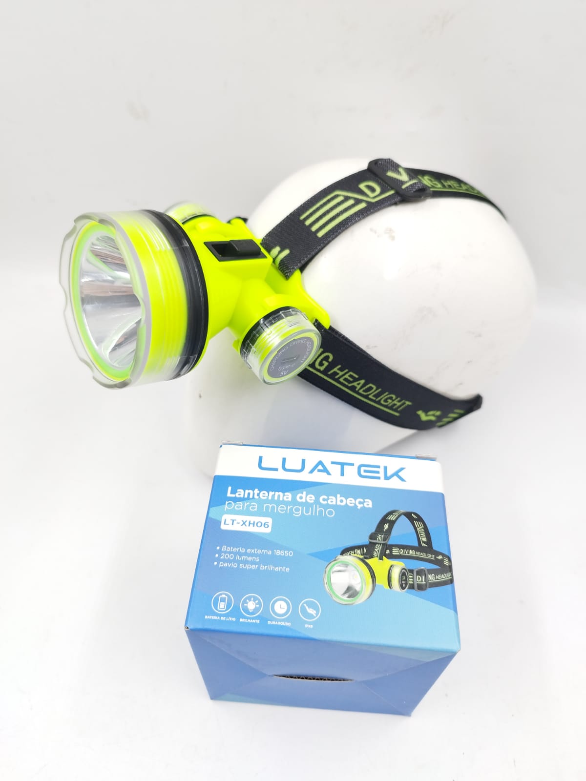 lanterna de cabeca para mergulho carregavel