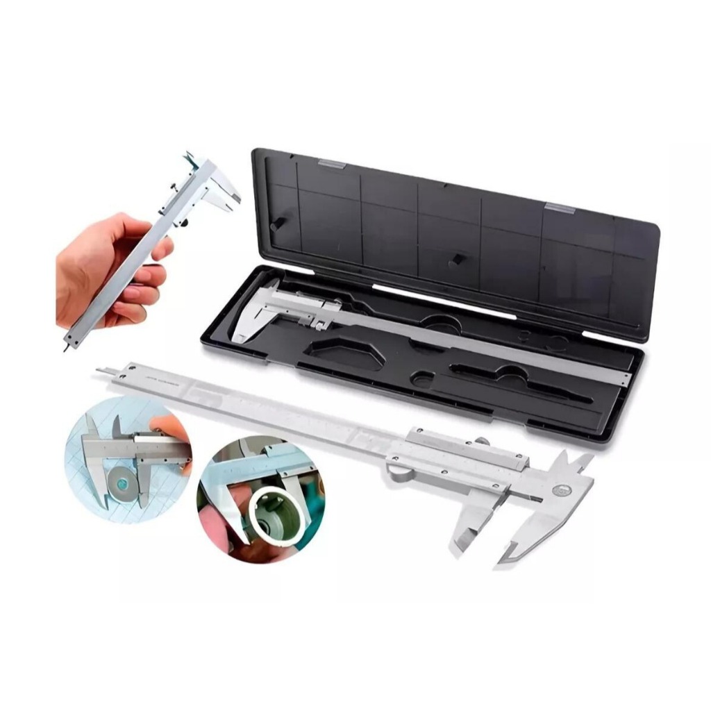 paquímetro universal 150mm x 0,2mm profissional em aço lwj-309