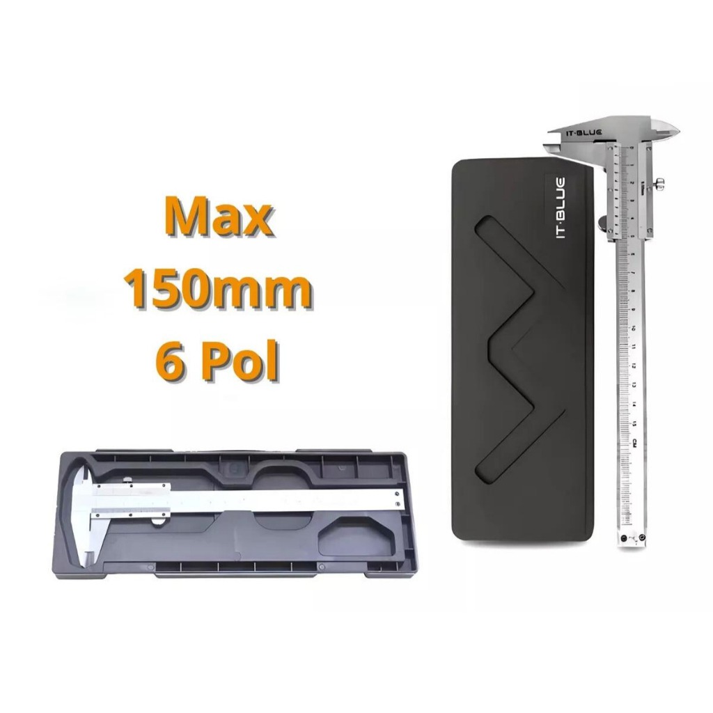 paquímetro universal 150mm x 0,2mm profissional em aço lwj-309