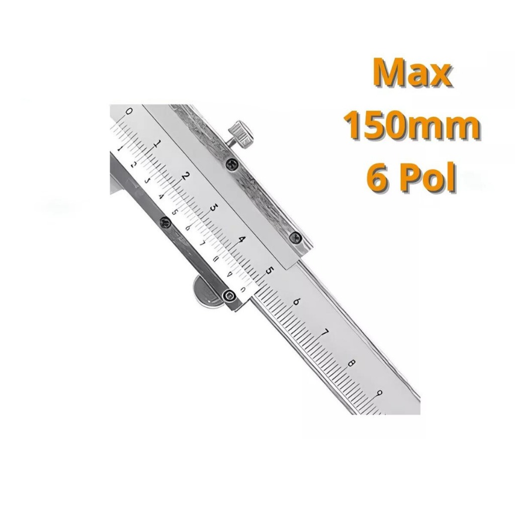 paquímetro universal 150mm x 0,2mm profissional em aço lwj-309