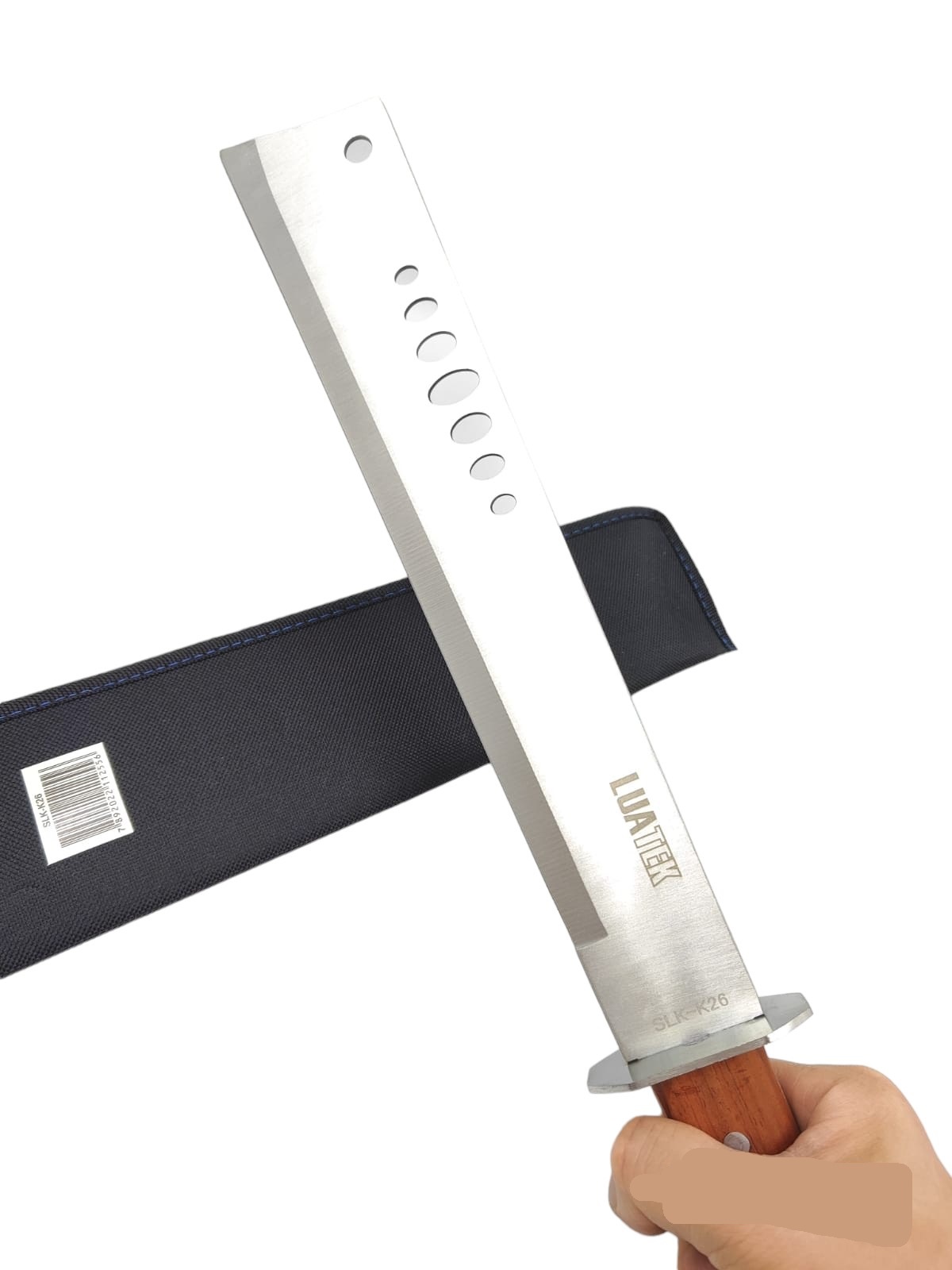 Facão Tatico Militar Aço Inox Afiado Cabo Madeira Com Bainha