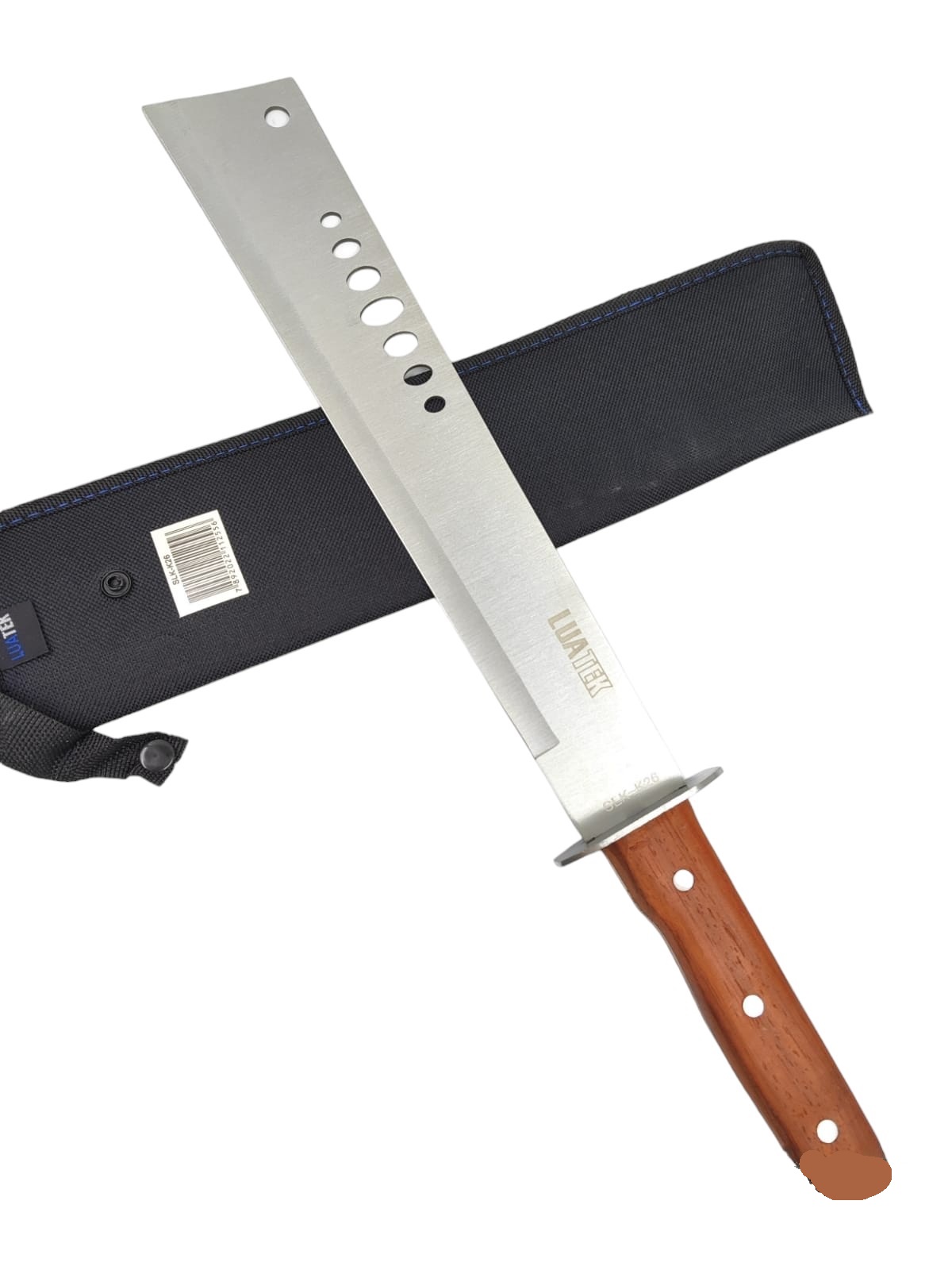 Facão Tatico Militar Aço Inox Afiado Cabo Madeira Com Bainha