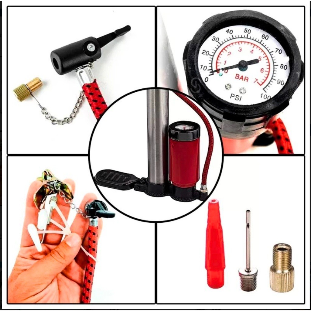 Bomba De Ar Manual Pneus Carro Moto Bicicleta B-TEK BT-AX103