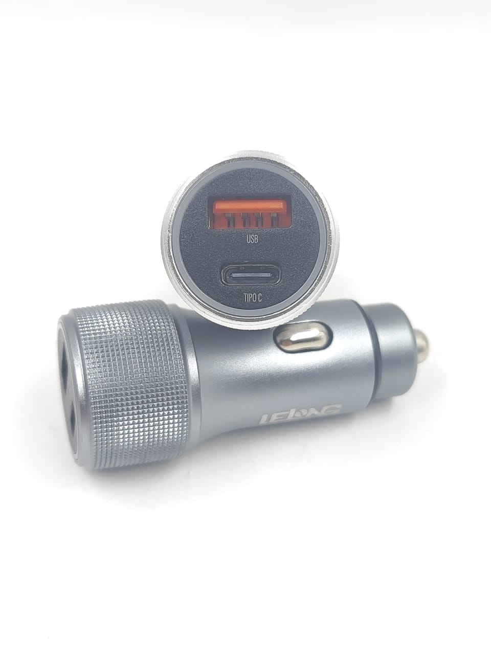 Carregador Veicular 48w Turbo Saída Usb E Tipo C Le-535 Cinza