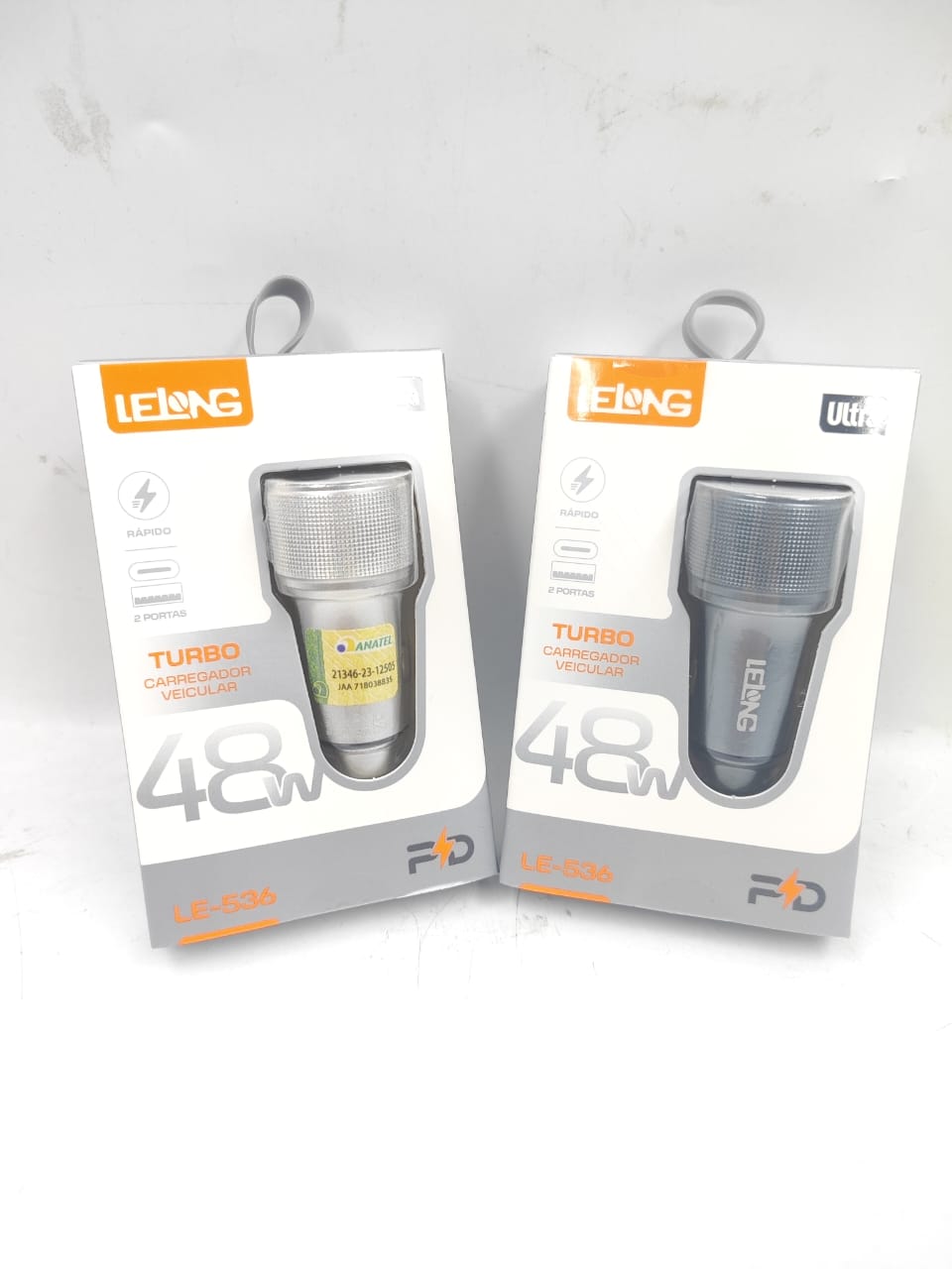 Carregador Veicular 48w Turbo Saída Usb E Tipo C Le-535 Cinza