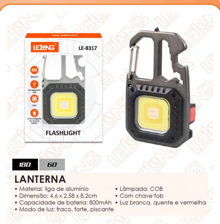 Lanterna Multifuncional Mini Glare Cob Chaveiro Pingente Luz